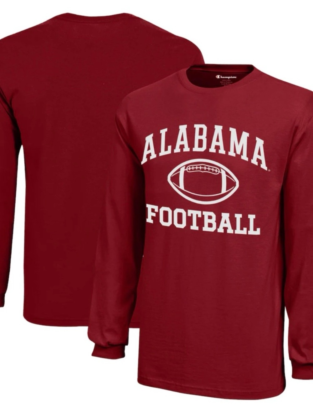 Champion Crimson Alabama Football men’s size XXL LongSleeve Tee with White Print